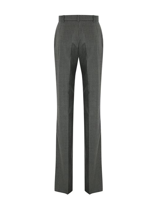 Pantalone Gong in flanella di lana gessata grigio MAX MARA STUDIO | 2426136072600008